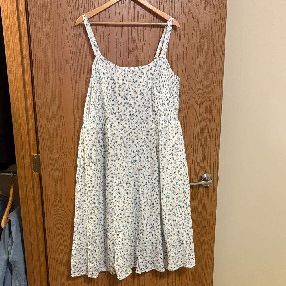 torrid White Dress with Blue Floral Print